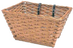 Wicker Jumbo Front Basket and Leather Straps