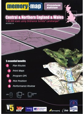 Memory Map OS Landranger 1:50k Premium Edition Great Britain V5 - Central - DVD