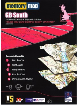 Memory Map OS Landranger 1:50k Standard Edition Great Britain - South V5 - CD