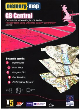Memory Map OS Landranger 1:50k Standard Edition Great Britain - Central V5 - CD