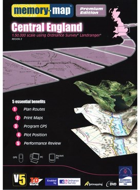 Memory Map OS Landranger 1:50k Premium Edition Central England V5 - CD